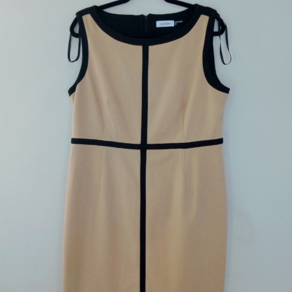 BEIGE CALVIN KLEIN SLEEVELESS DRESS SIZE 14